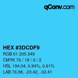 Color code: HEX #3DCDF9 | qconv.com