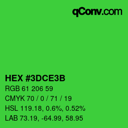 Color code: HEX #3DCE3B | qconv.com
