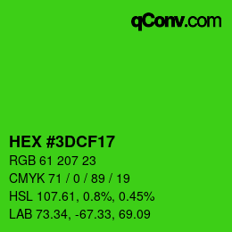 Color code: HEX #3DCF17 | qconv.com