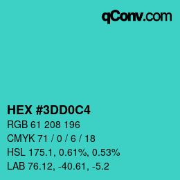 Color code: HEX #3DD0C4 | qconv.com