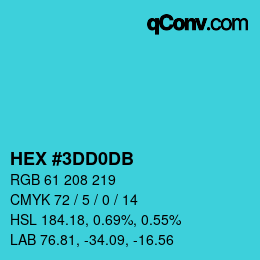 Color code: HEX #3DD0DB | qconv.com