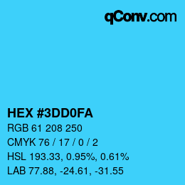 Color code: HEX #3DD0FA | qconv.com