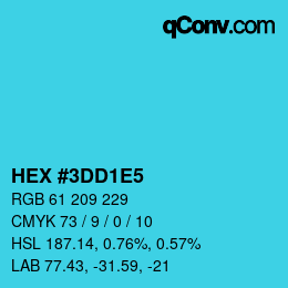 カラーコード: HEX #3DD1E5 | qconv.com