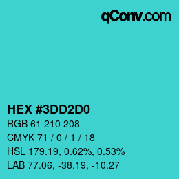 カラーコード: HEX #3DD2D0 | qconv.com