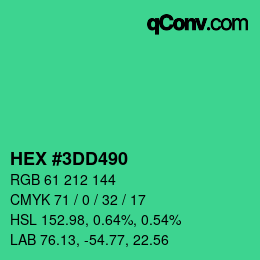 颜色代码: HEX #3DD490 | qconv.com