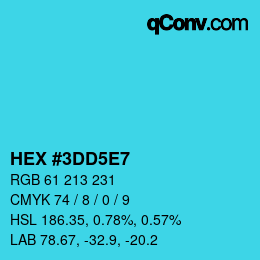 颜色代码: HEX #3DD5E7 | qconv.com