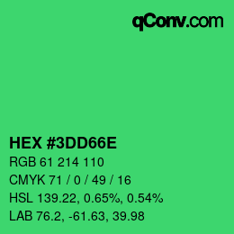 Color code: HEX #3DD66E | qconv.com