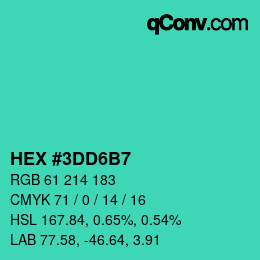 カラーコード: HEX #3DD6B7 | qconv.com