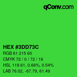 カラーコード: HEX #3DD73C | qconv.com