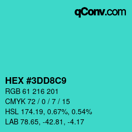 Color code: HEX #3DD8C9 | qconv.com