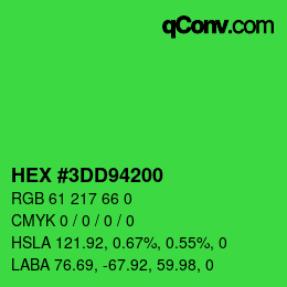 Color code: HEX #3DD94200 | qconv.com