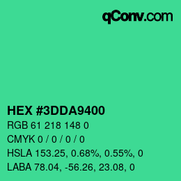 Farbcode: HEX #3DDA9400 | qconv.com