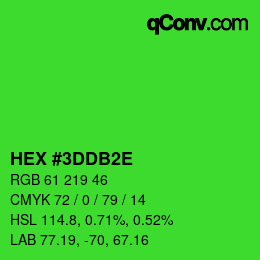 颜色代码: HEX #3DDB2E | qconv.com