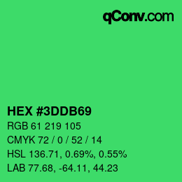 カラーコード: HEX #3DDB69 | qconv.com
