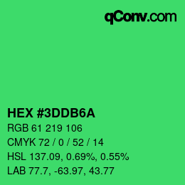Color code: HEX #3DDB6A | qconv.com