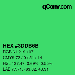 Farbcode: HEX #3DDB6B | qconv.com