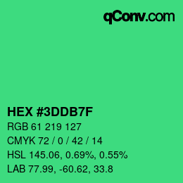 Color code: HEX #3DDB7F | qconv.com
