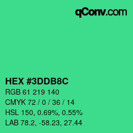 Color code: HEX #3DDB8C | qconv.com