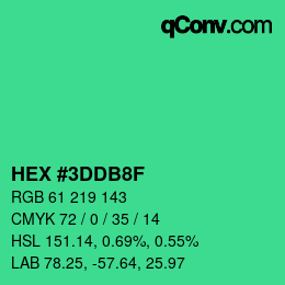 Color code: HEX #3DDB8F | qconv.com