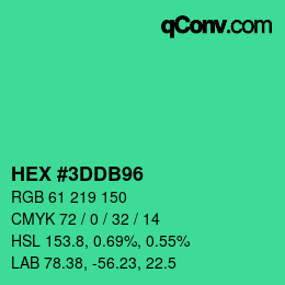 カラーコード: HEX #3DDB96 | qconv.com