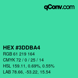 カラーコード: HEX #3DDBA4 | qconv.com