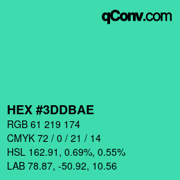 Color code: HEX #3DDBAE | qconv.com