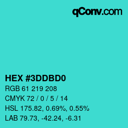 Color code: HEX #3DDBD0 | qconv.com