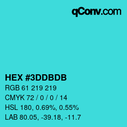 Color code: HEX #3DDBDB | qconv.com