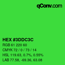 Color code: HEX #3DDC3C | qconv.com