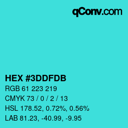 Color code: HEX #3DDFDB | qconv.com