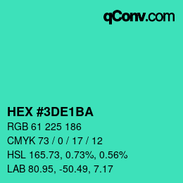 Color code: HEX #3DE1BA | qconv.com