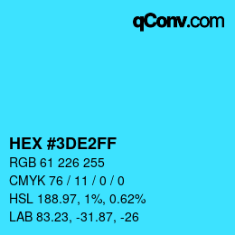 Color code: HEX #3DE2FF | qconv.com