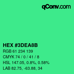 Color code: HEX #3DEA8B | qconv.com