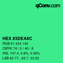 Color code: HEX #3DEA8C | qconv.com