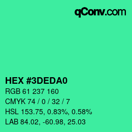 Color code: HEX #3DEDA0 | qconv.com