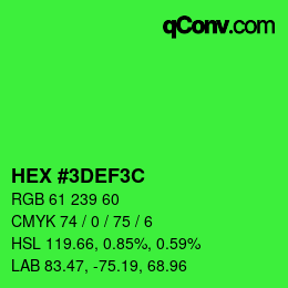 カラーコード: HEX #3DEF3C | qconv.com