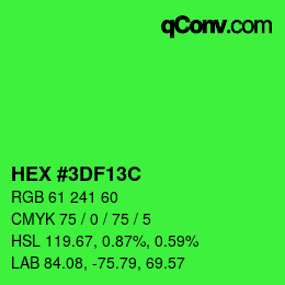 Color code: HEX #3DF13C | qconv.com