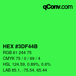 Color code: HEX #3DF44B | qconv.com