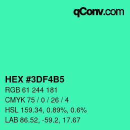 カラーコード: HEX #3DF4B5 | qconv.com