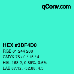 Código de color: HEX #3DF4D0 | qconv.com