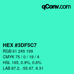 颜色代码: HEX #3DF5C7 | qconv.com