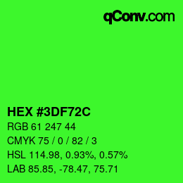 Color code: HEX #3DF72C | qconv.com