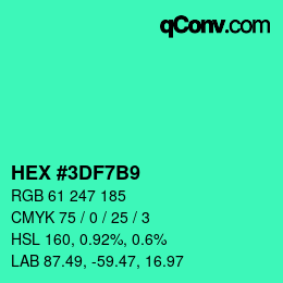 カラーコード: HEX #3DF7B9 | qconv.com