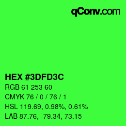 Color code: HEX #3DFD3C | qconv.com