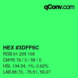 Color code: HEX #3DFF6C | qconv.com