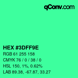 Color code: HEX #3DFF9E | qconv.com