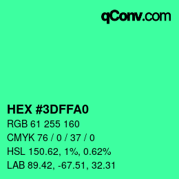 Color code: HEX #3DFFA0 | qconv.com