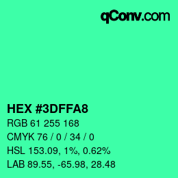 Color code: HEX #3DFFA8 | qconv.com