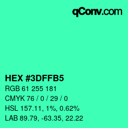 Color code: HEX #3DFFB5 | qconv.com