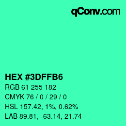 Color code: HEX #3DFFB6 | qconv.com